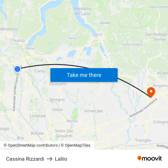 Cassina Rizzardi to Lallio map