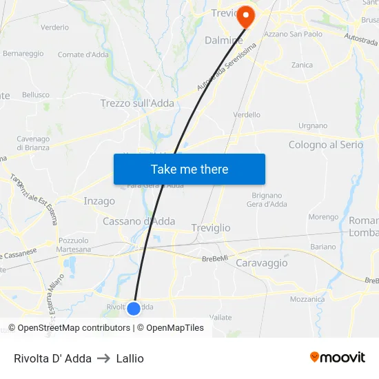 Rivolta D' Adda to Lallio map