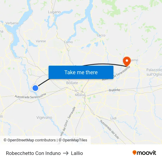 Robecchetto Con Induno to Lallio map