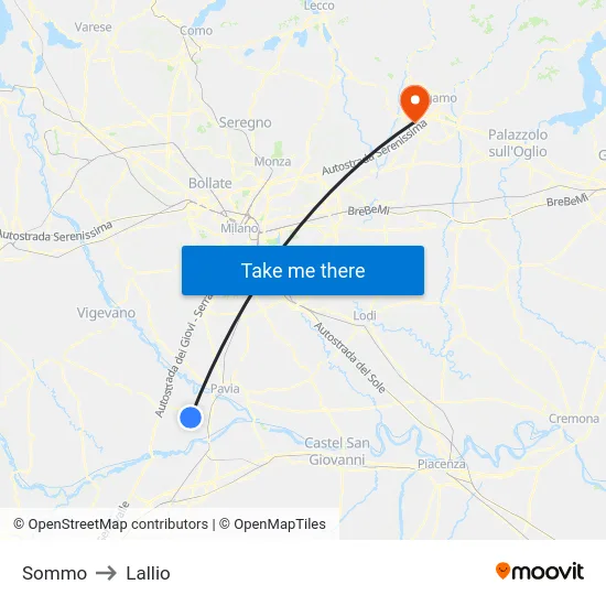 Sommo to Lallio map