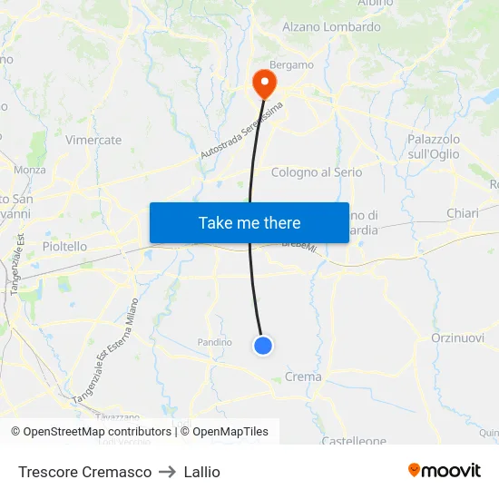 Trescore Cremasco to Lallio map