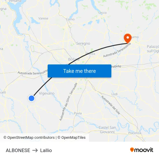 ALBONESE to Lallio map