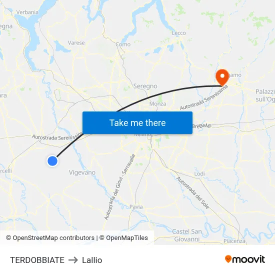 TERDOBBIATE to Lallio map