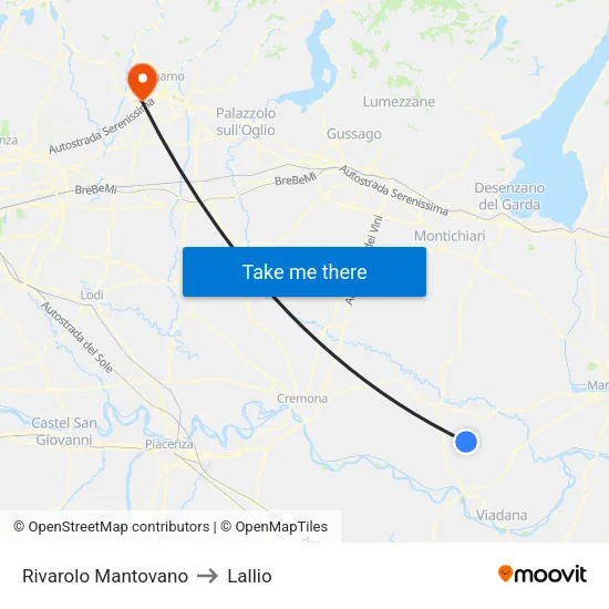 Rivarolo Mantovano to Lallio map