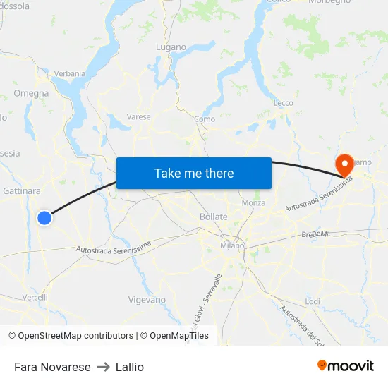 Fara Novarese to Lallio map