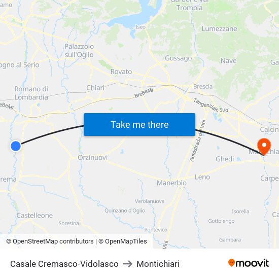 Casale Cremasco-Vidolasco to Montichiari map