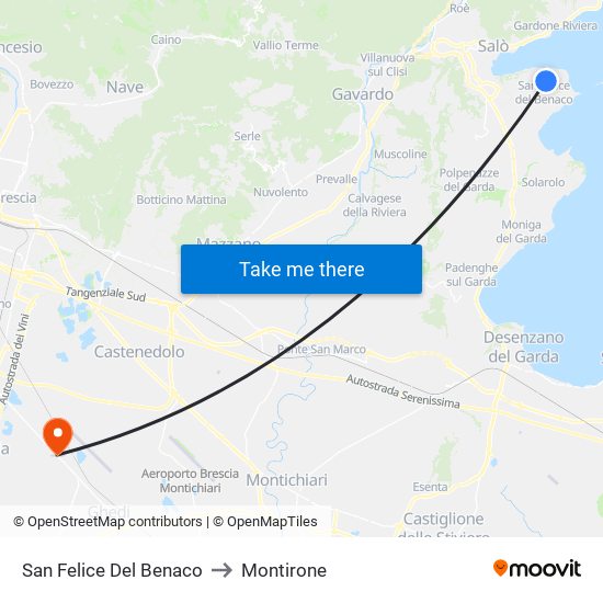 San Felice Del Benaco to Montirone map