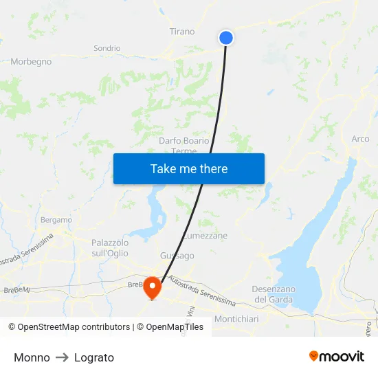 Monno to Lograto map