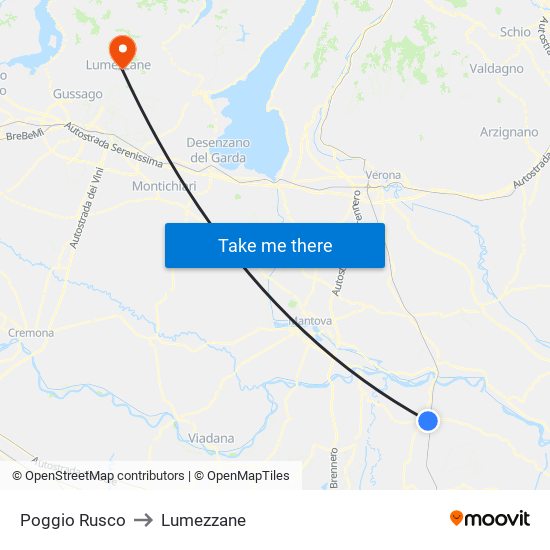 Poggio Rusco to Lumezzane map