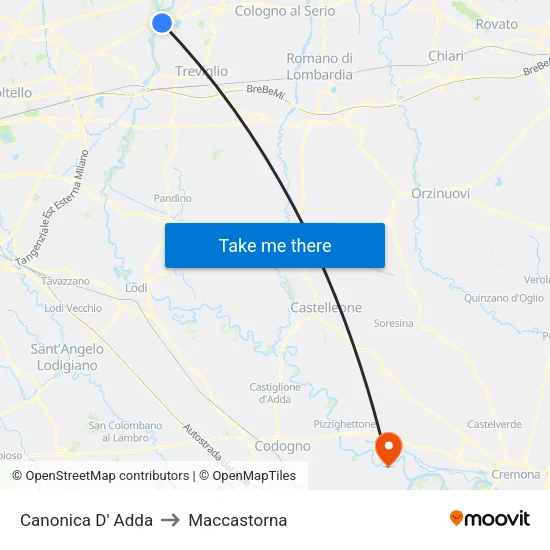 Canonica d'Adda to Maccastorna map