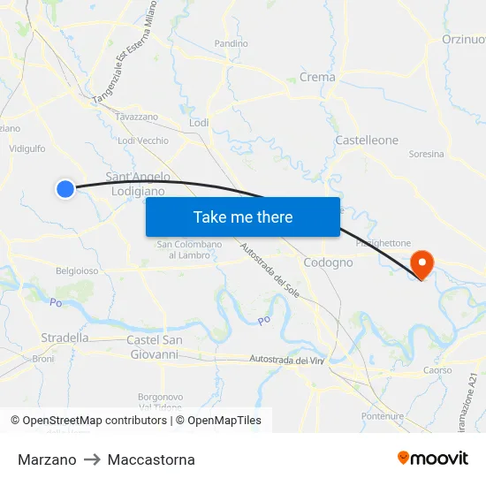 Marzano to Maccastorna map