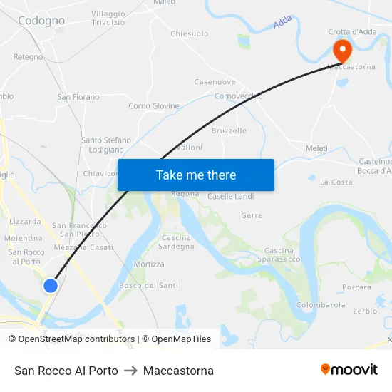 San Rocco Al Porto to Maccastorna map