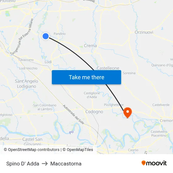 Spino D' Adda to Maccastorna map