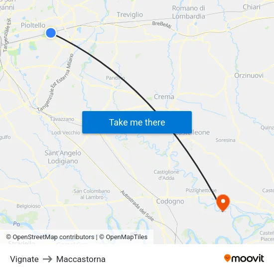 Vignate to Maccastorna map