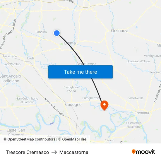 Trescore Cremasco to Maccastorna map
