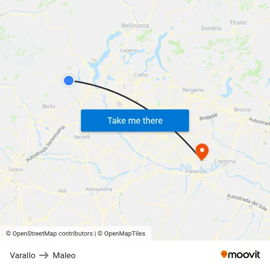 Varallo to Maleo map