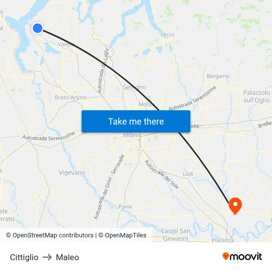 Cittiglio to Maleo map