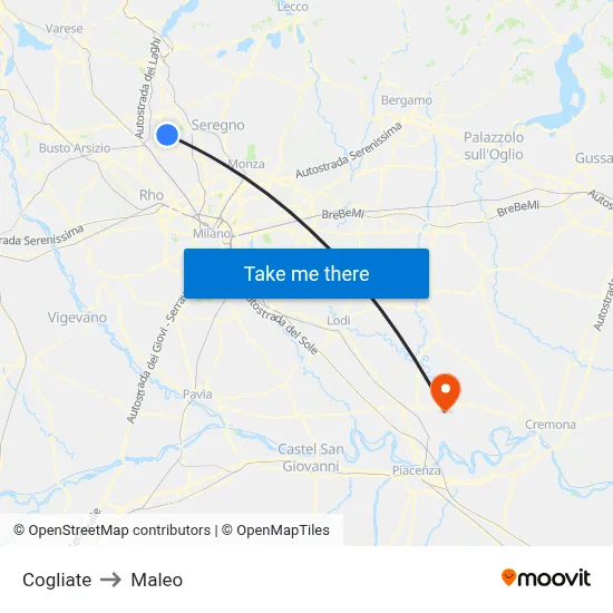 Cogliate to Maleo map