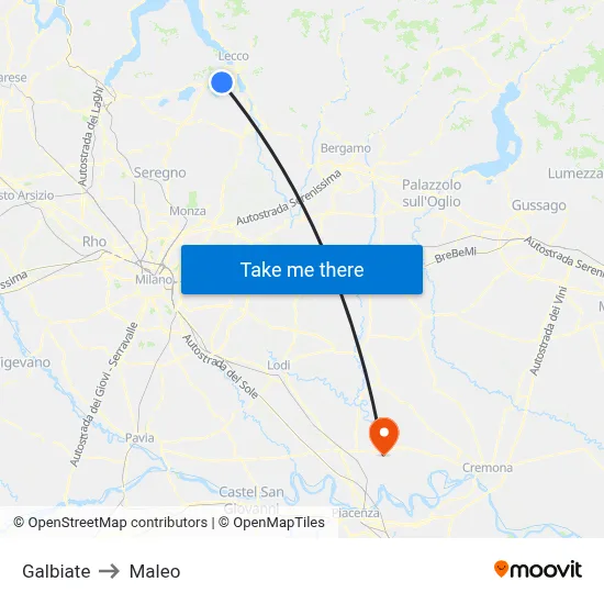 Galbiate to Maleo map