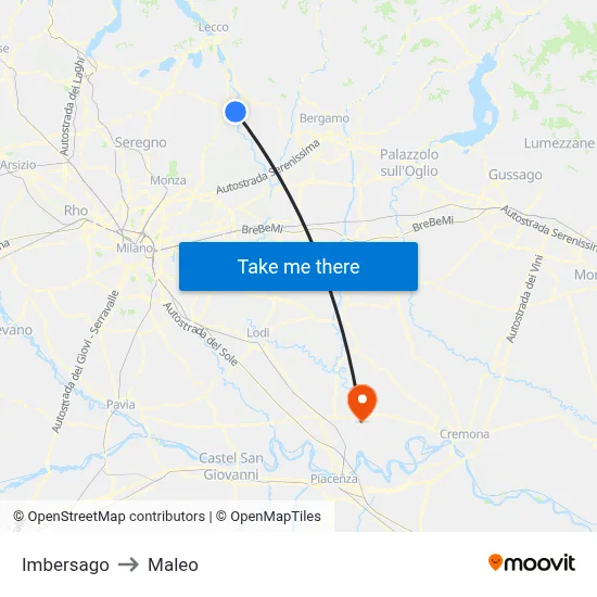 Imbersago to Maleo map