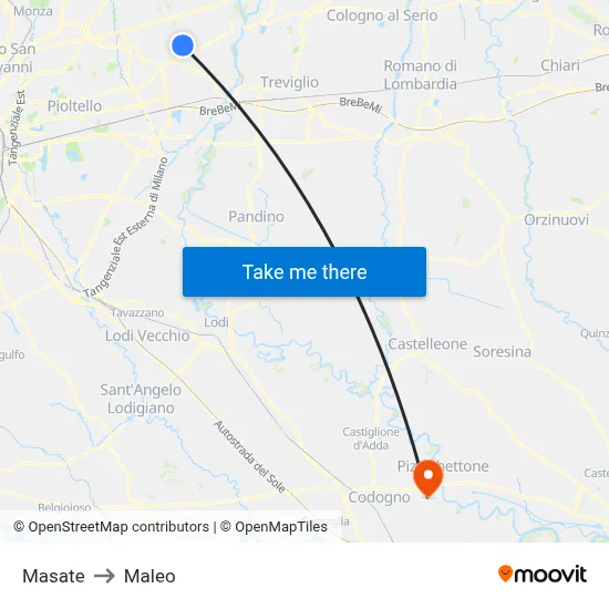 Masate to Maleo map