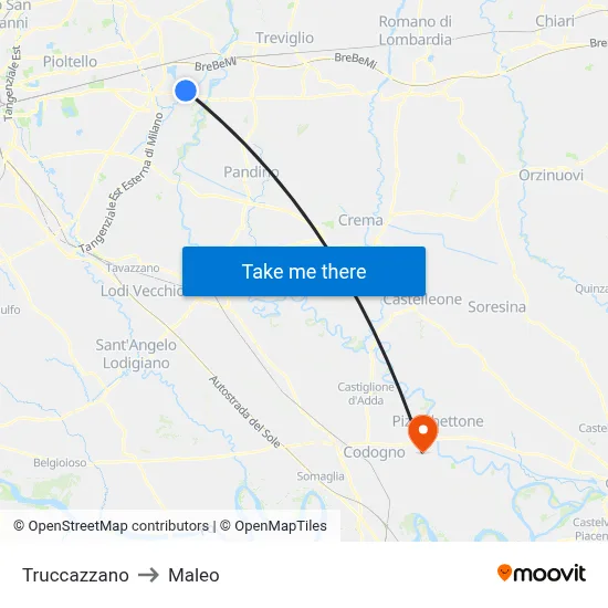 Truccazzano to Maleo map