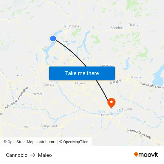 Cannobio to Maleo map