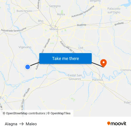 Alagna to Maleo map
