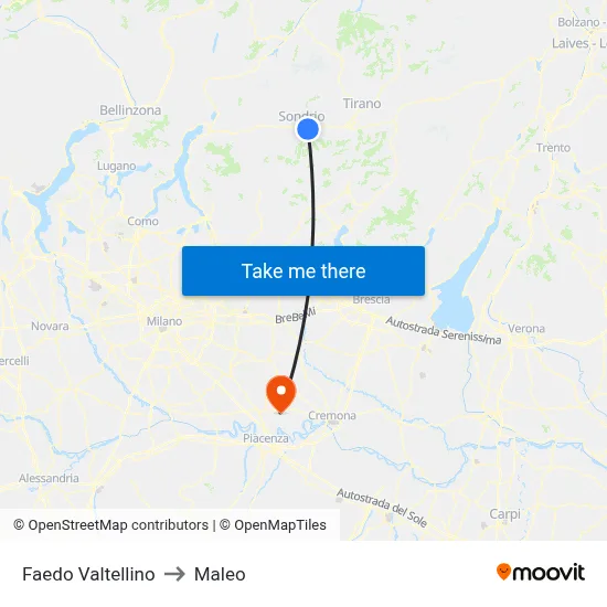 Faedo Valtellino to Maleo map