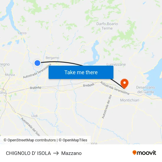 Chignolo D' Isola to Mazzano map