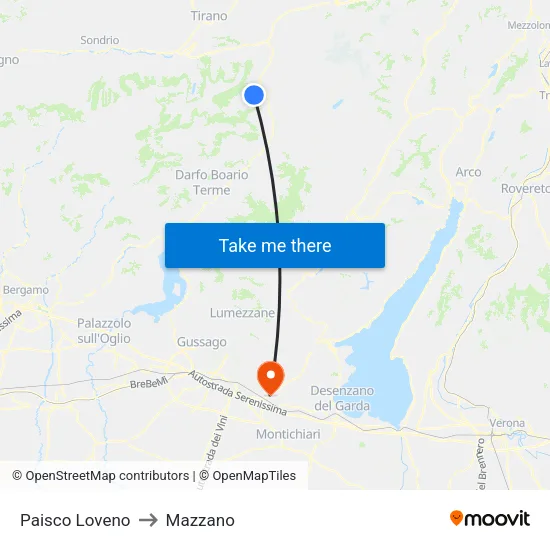 Paisco Loveno to Mazzano map