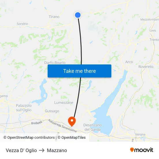 Vezza D' Oglio to Mazzano map