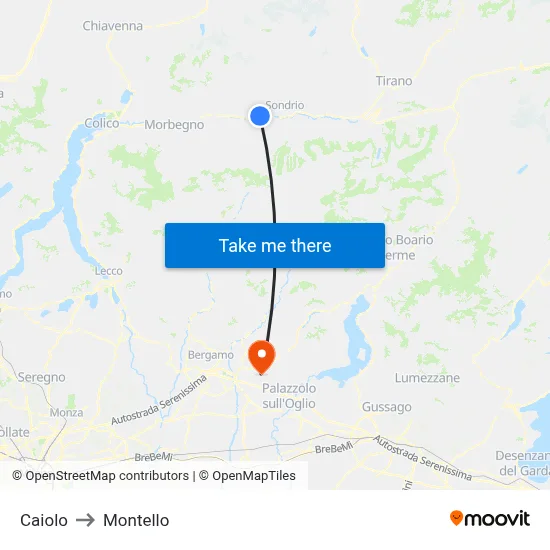 Caiolo to Montello map