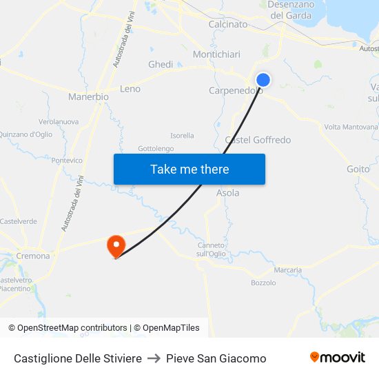 Castiglione Delle Stiviere to Pieve San Giacomo map