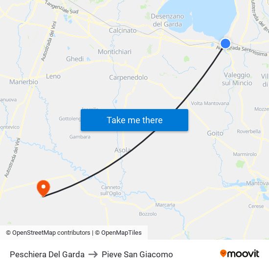 Peschiera Del Garda to Pieve San Giacomo map