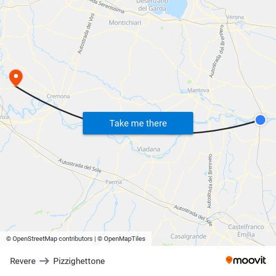 Revere to Pizzighettone map