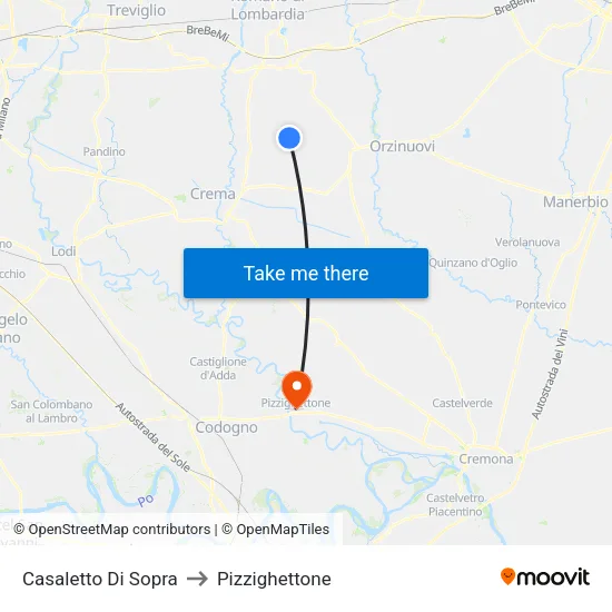 Casaletto di Sopra to Pizzighettone map