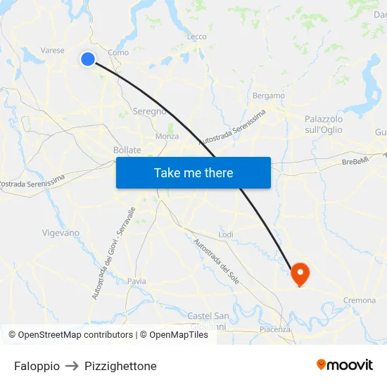 Faloppio to Pizzighettone map
