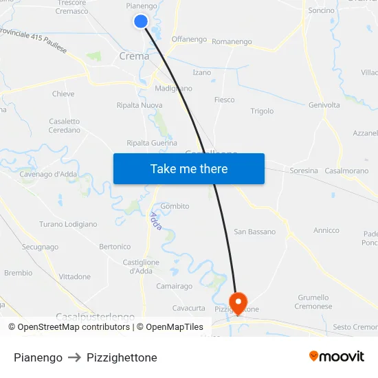 Pianengo to Pizzighettone map