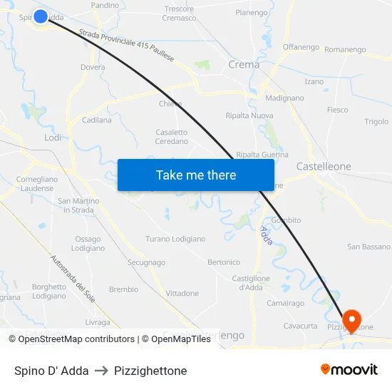 Spino D' Adda to Pizzighettone map