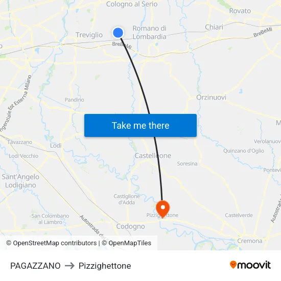PAGAZZANO to Pizzighettone map