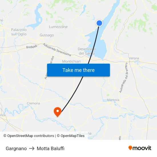 Gargnano to Motta Baluffi map