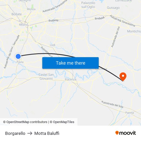 Borgarello to Motta Baluffi map