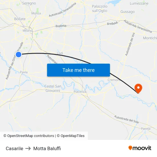 Casarile to Motta Baluffi map