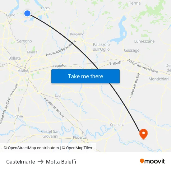 Castelmarte to Motta Baluffi map