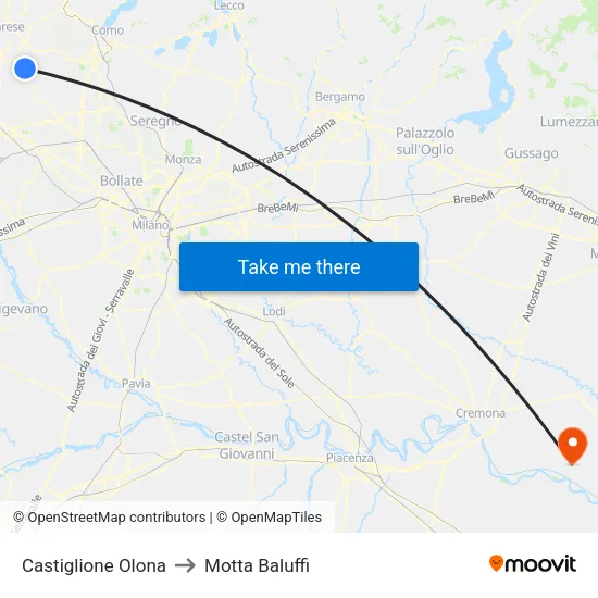 Castiglione Olona to Motta Baluffi map