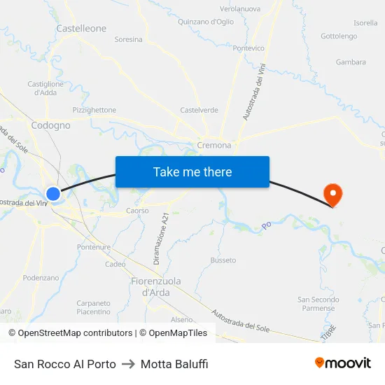 San Rocco Al Porto to Motta Baluffi map