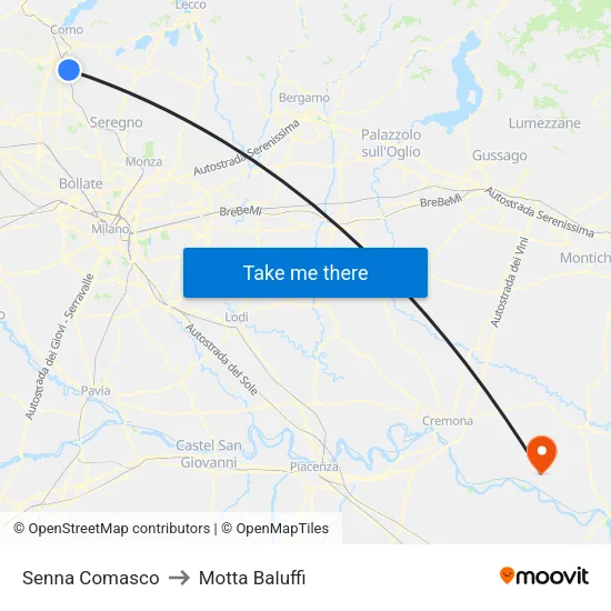 Senna Comasco to Motta Baluffi map