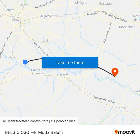 BELGIOIOSO to Motta Baluffi map