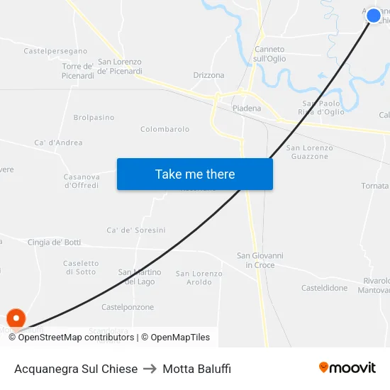 Acquanegra sul Chiese to Motta Baluffi map